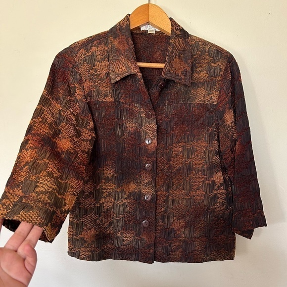 VTG Y2K ERIN LONDON BROWN BUTTON DOWN OPEN CARDIGAN JACKET SIZE S P Grunge - Picture 3 of 10